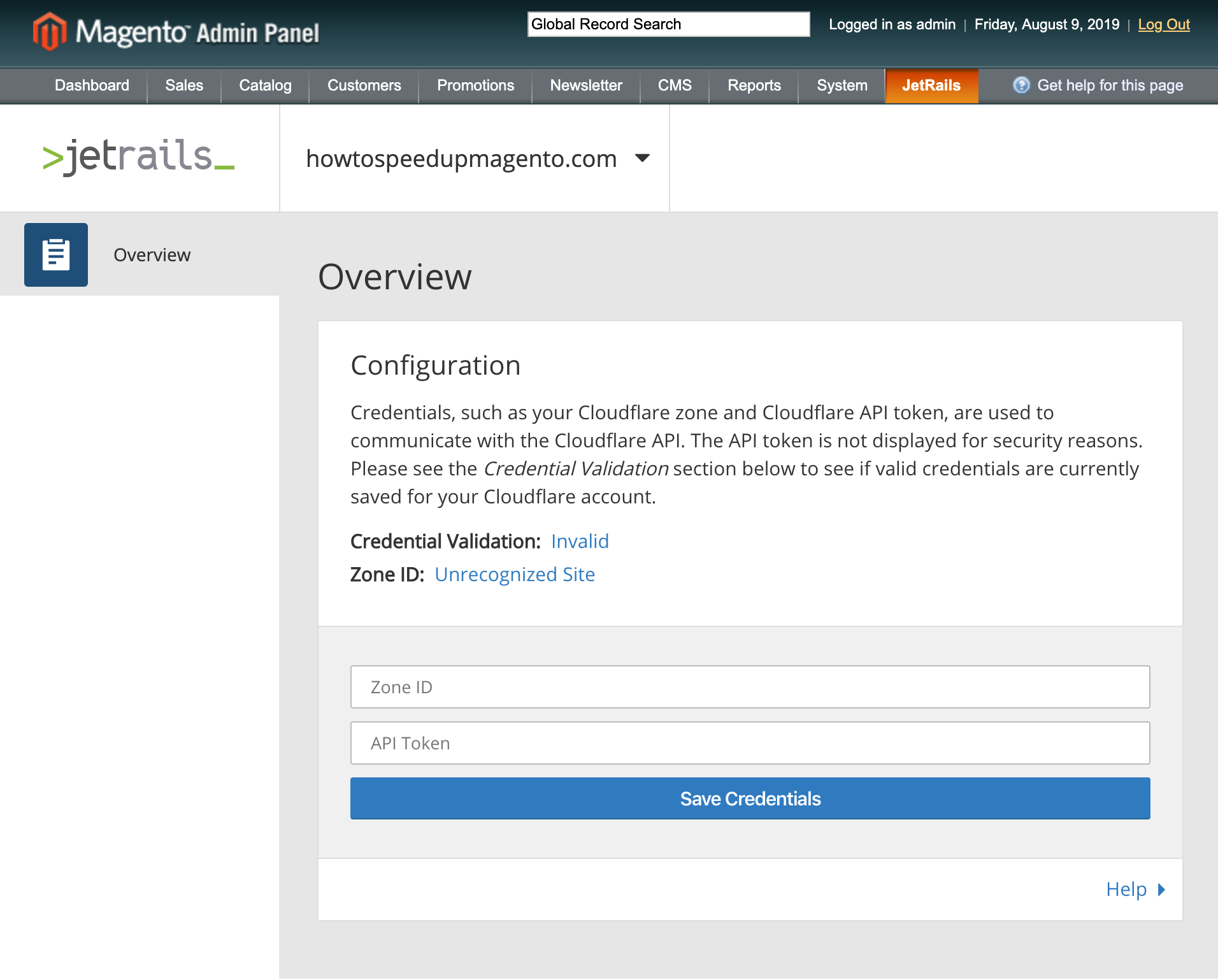 initial configuration page